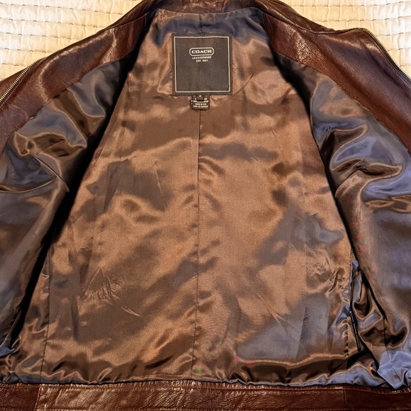Coach Women’s Size 10 Brown Leather Moto Jacket - Picture 2 of 9